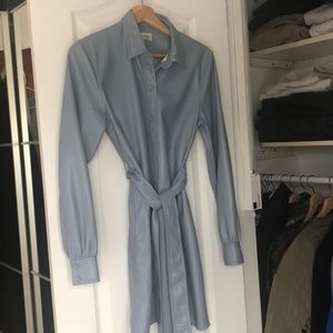 Light blue Aritzia Carolina Vegan Leather Dress